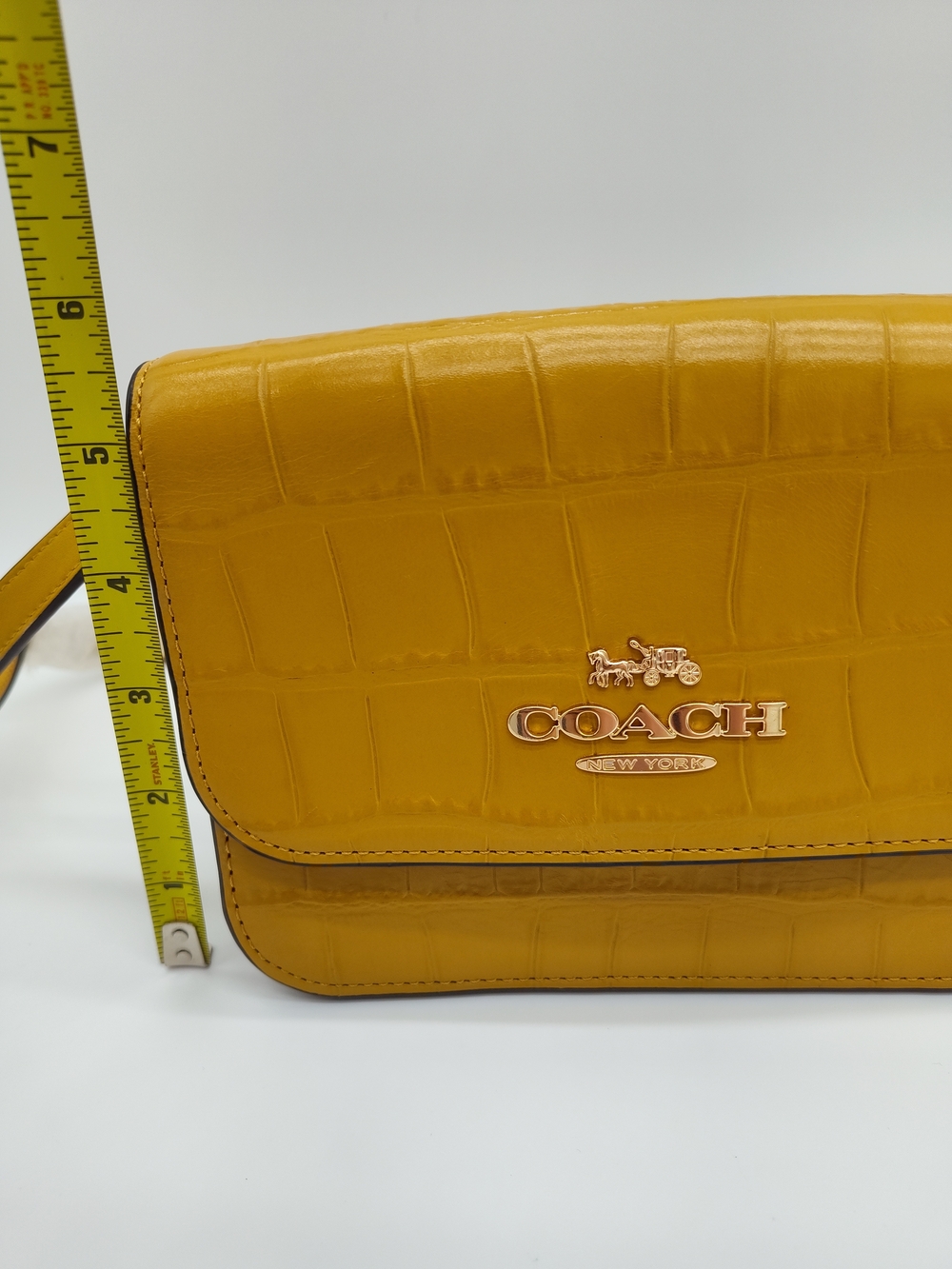 COACH Mini Brynn Crossbody G2179 C5627 NWOT Croc Embossed Mustard Bag - Picture 16 of 16